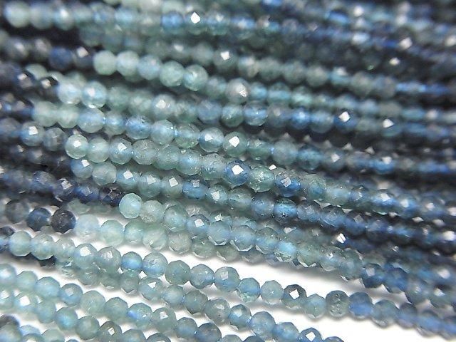 High Quality! Indigolite Tourmaline AA++ Faceted Round 1.8mm Color Gradation 1strand beads (aprx.12inch/30cm)
