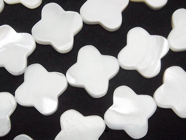 Mother of Pearl MOP White Flower Motif 16x16mm 1strand beads (aprx.15inch/36cm)