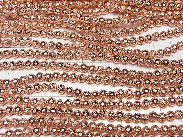 Lava Round 4mm Pink Gold Color Coated 1strand beads (aprx.15inch/36cm)