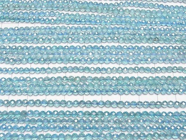 Hochwertig! Hellblauer Blitzkristall Facettiert Rund 3mm 1Strang Perlen (ca. 14Zoll/34cm)