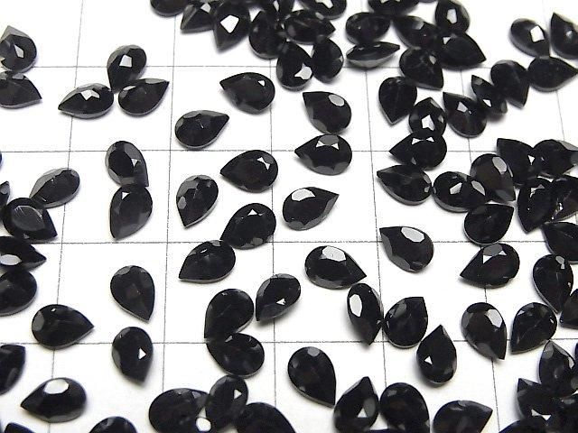 Hochwertiger schwarzer Spinell AAA lose Steine Birnenform facettiert 6x4mm 10 Stück