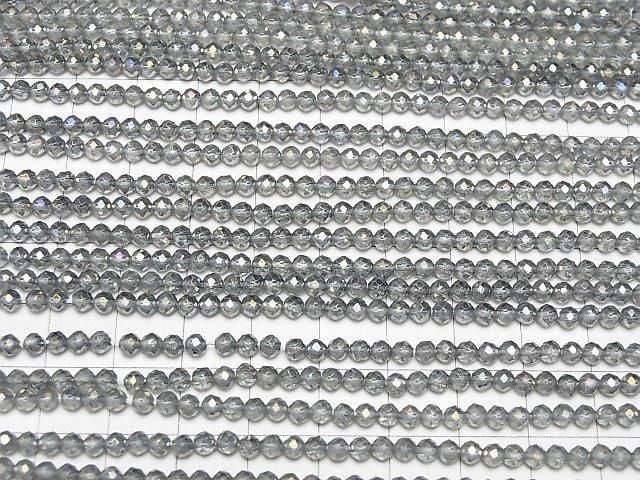 Hochwertig! Grauer Blitzkristall facettiert Rund 3mm 1strang Perlen (ca. 15 Zoll/36 cm)