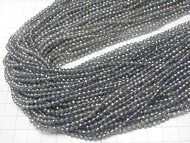 Hochwertig! Grauer Blitzkristall facettiert Rund 3mm 1strang Perlen (ca. 15 Zoll/36 cm)