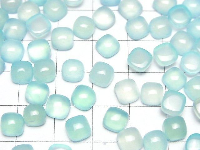 Meeresblauer Chalcedon AAA quadratischer Cabochon 6x6mm 5 Stück