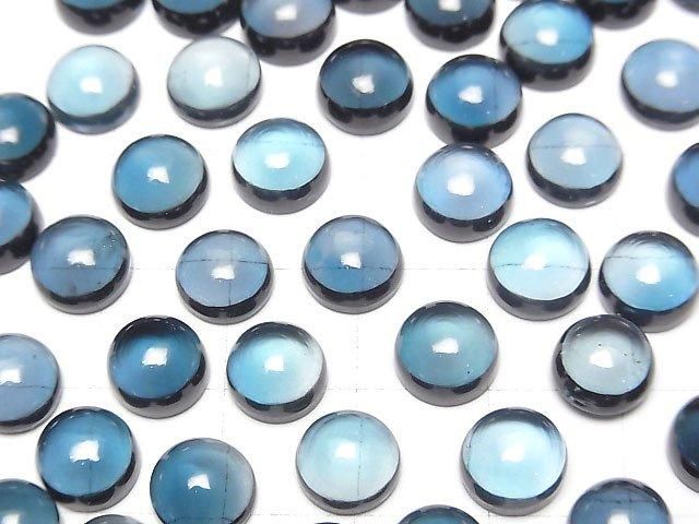 Hochwertiger London Blue Topas AAA runder Cabochon 8x8mm 1 Stück