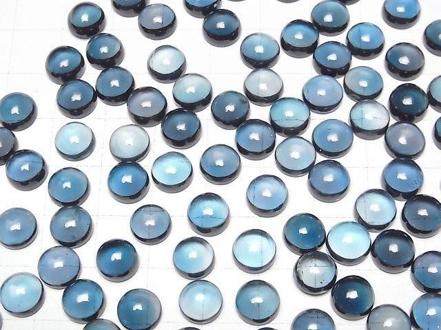 Hochwertiger London Blue Topas AAA runder Cabochon 8x8mm 1 Stück