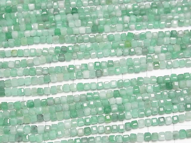 Hochwertig! Brasilianischer Smaragd AA++ Würfelform 3x3x3mm halb oder 1strang Perlen (ca. 15 Zoll/37 cm)