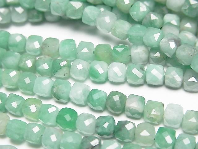 High Quality! Brazilian Emerald AA++ Cube Shape 4x4x4mm half or 1strand beads (aprx.15inch/37cm)
