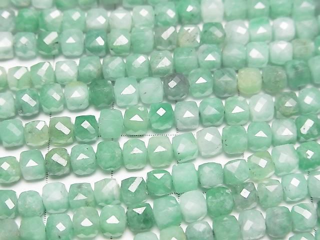 High Quality! Brazilian Emerald AA++ Cube Shape 4x4x4mm half or 1strand beads (aprx.15inch/37cm)