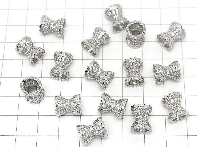 Metal parts Ribbon Rondelle (Tube) 12x10x10mm Silver color (with CZ) 1pc