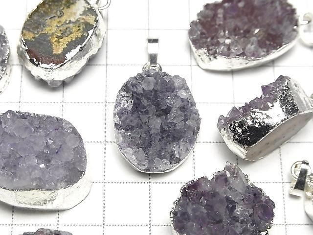 Druzy-Amethyst Anhänger Silberfarbe 1 Stück