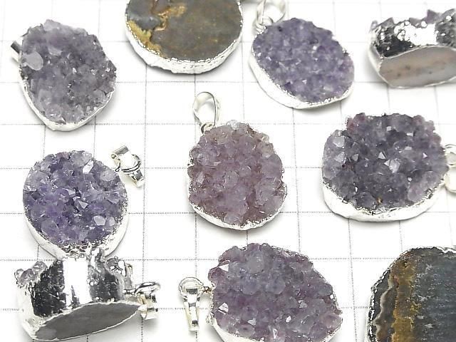 Druzy-Amethyst Anhänger Silberfarbe 1 Stück