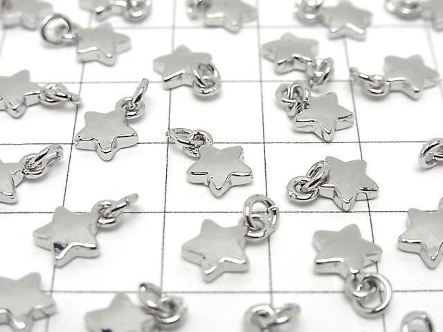 Metal parts End Charm with Jump Ring Star 6x6mm Silver color 3pcs