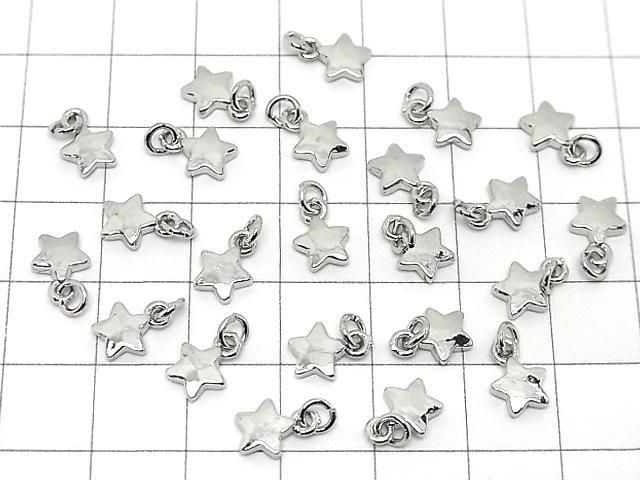 Metal parts End Charm with Jump Ring Star 6x6mm Silver color 3pcs
