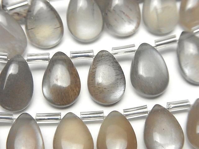 High Quality Brown-Gray Moonstone AA++ Pear shape (Smooth) 12x8mm half or 1strand (18pcs)