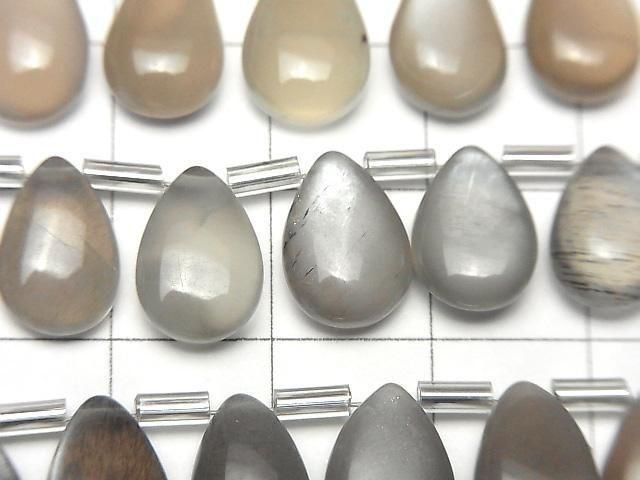 High Quality Brown-Gray Moonstone AA++ Pear shape (Smooth) 12x8mm half or 1strand (18pcs)