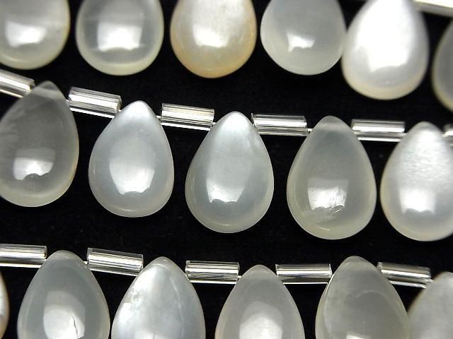 High Quality White-Gray Moonstone AA++ Pear shape (Smooth) 12x8mm 1strand (18pcs)