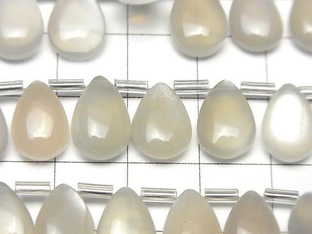 High Quality White-Gray Moonstone AA++ Pear shape (Smooth) 12x8mm 1strand (18pcs)