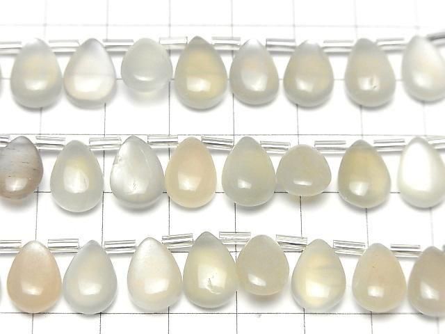Hochwertiger weiß-grauer Mondstein AA++ Tropfenform (glatt) 12x8mm 1strang Perlen (18 Stück)
