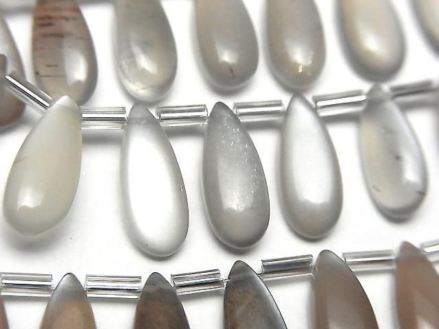 High Quality Brown-Gray Moonstone AA++ Pear shape (Smooth) 14x6mm half or 1strand (18pcs)