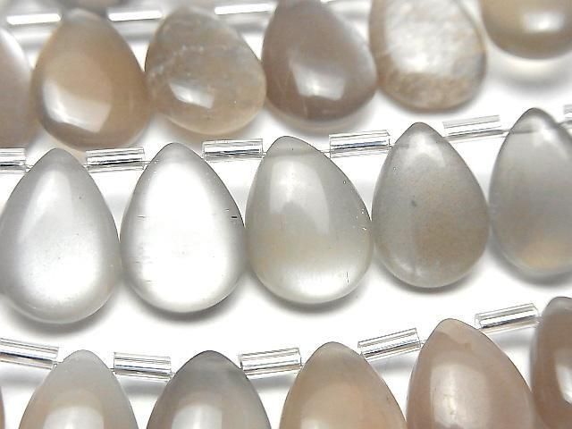 High Quality Brown-Gray Moonstone AA++ Pear shape (Smooth) 14x10mm half or 1strand (18pcs)
