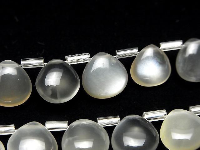 High Quality White-Gray Moonstone AA++ Chestnut (Smooth) 10x10mm 1strand (18pcs)