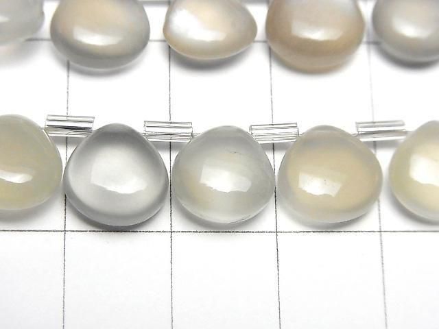 High Quality White-Gray Moonstone AA++ Chestnut (Smooth) 10x10mm 1strand (18pcs)