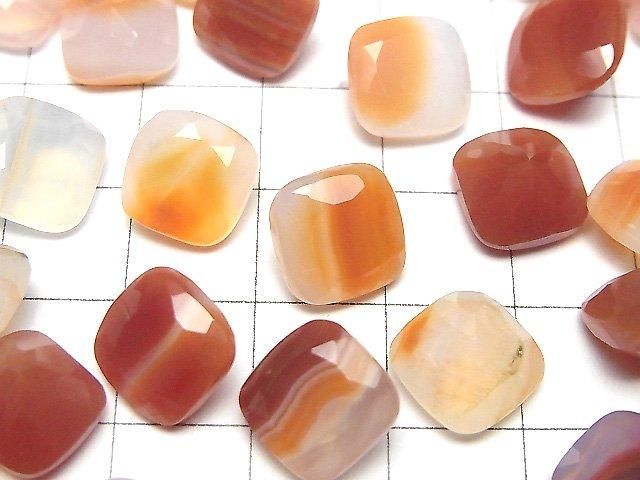 Mixed Carnelian Loose stone Square Faceted 10x10mm 3pcs