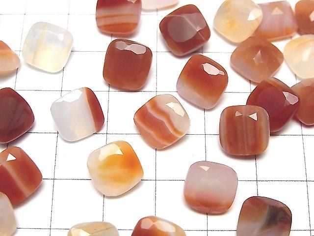 Gemischter Karneol Lose Steine quadratisch facettiert 10x10mm 3 Stück