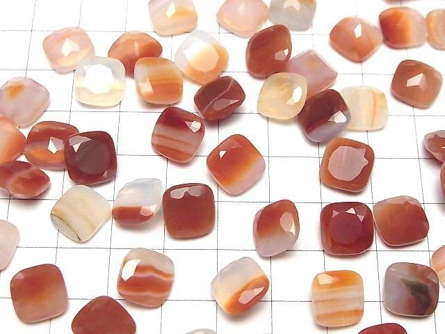Gemischter Karneol Lose Steine quadratisch facettiert 10x10mm 3 Stück