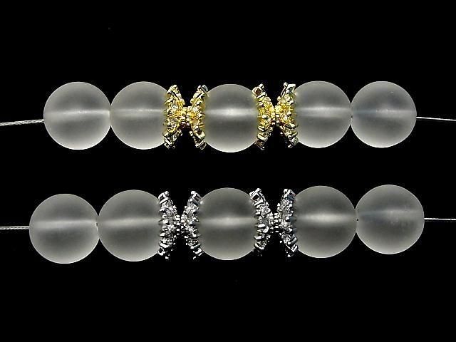 Metal parts Bead cap 10x10x3mm Silver color (with CZ) 4pcs