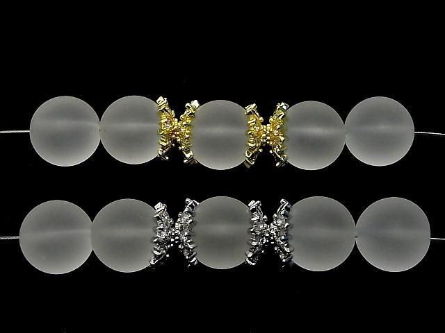 Metal parts Bead cap 11.5x11.5x3.5mm Gold color (with CZ) 4pcs