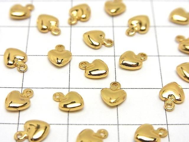 Metal parts end charm heart 7.5x5.5mm gold color 4pcs