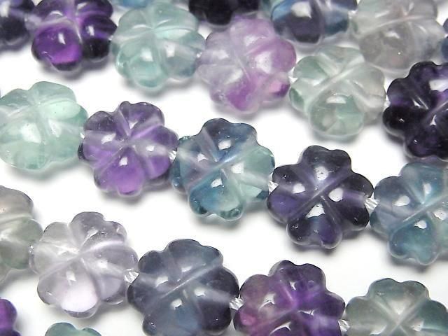Multicolor Fluorite AAA Clover 12x12x6mm half or 1strand beads (aprx.15inch/38cm)