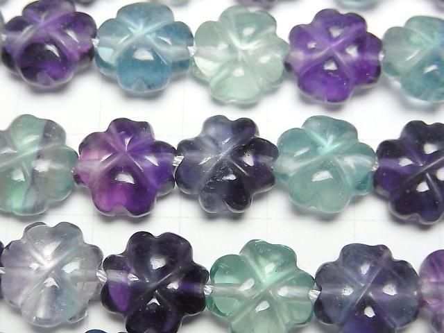 Multicolor Fluorite AAA Clover 12x12x6mm half or 1strand beads (aprx.15inch/38cm)