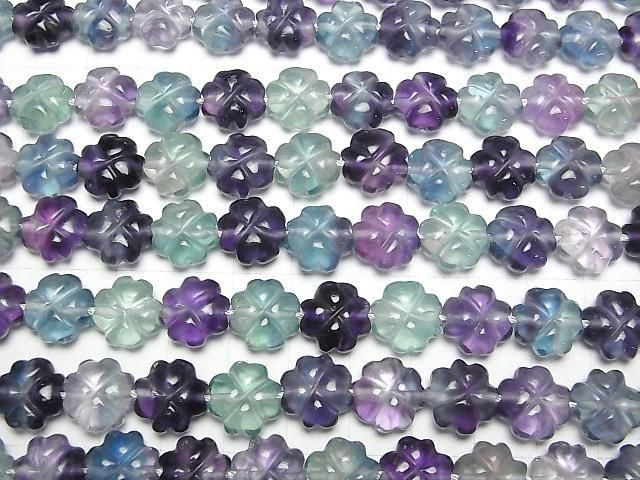 Multicolor Fluorit AAA Kleeblatt 12x12x6mm halb oder 1 Strang Perlen (ca. 15 Zoll/38 cm)