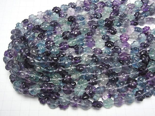 Multicolor Fluorit AAA Kleeblatt 12x12x6mm halb oder 1 Strang Perlen (ca. 15 Zoll/38 cm)