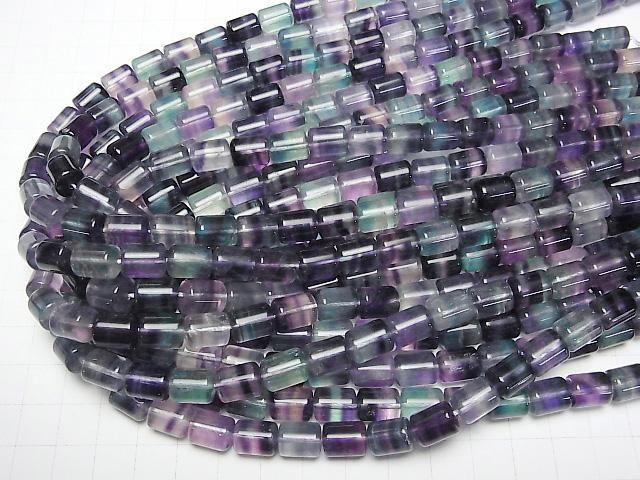 Multicolor Fluorit AAA Rohr 10x8x8mm halb oder 1 Strang Perlen (ca. 15 Zoll/36 cm)