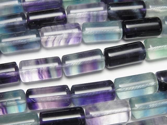 Multicolor Fluorite AAA Tube 16x8x8mm half or 1strand beads (aprx.15inch/36cm)