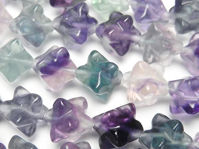Multicolor Fluorite AA++ Star Dice Shape 13x13mm half or 1strand beads (aprx.15inch/36cm)