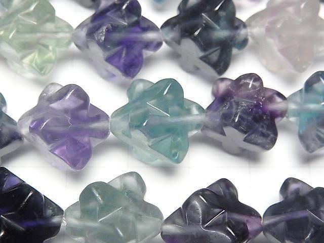 Multicolor Fluorite AA++ Star Dice Shape 16x16mm half or 1strand beads (aprx.15inch/36cm)