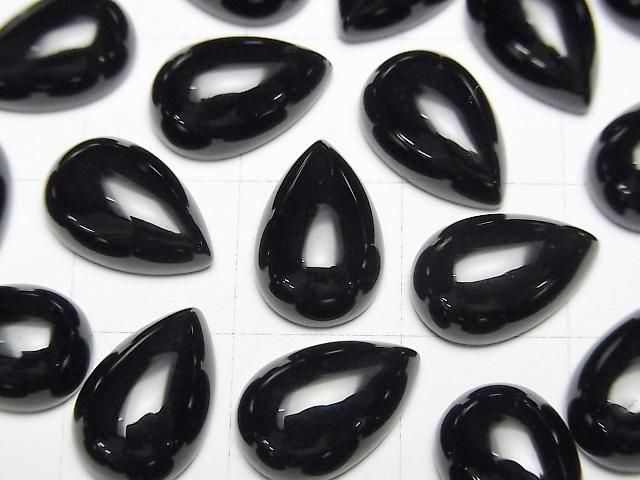 Onyx AAA Pear shape Cabochon 12x8mm 4pcs