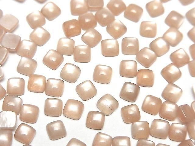 Peach Moonstone AAA- Square Cabochon 4x4mm 10pcs