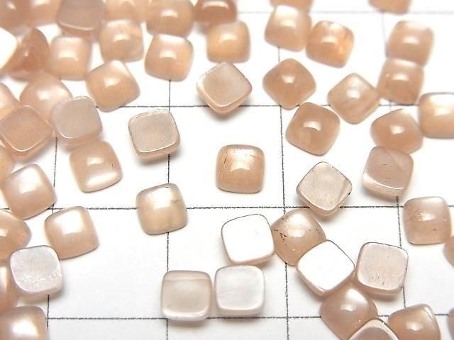 Peach Moonstone AAA- Square Cabochon 4x4mm 10pcs