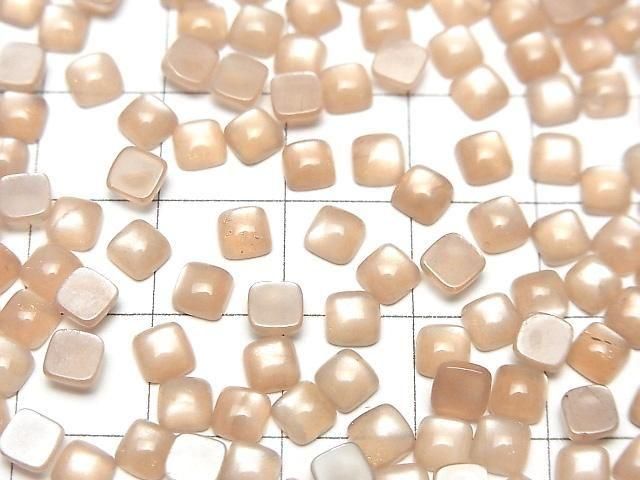 Pfirsich-Mondstein AAA- quadratischer Cabochon 4x4mm 10 Stück