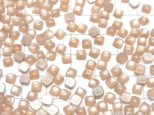 Pfirsich-Mondstein AAA- quadratischer Cabochon 4x4mm 10 Stück