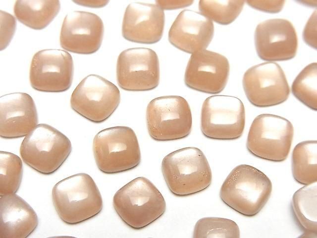 Peach Moonstone AAA- Square Cabochon 6x6mm 5pcs