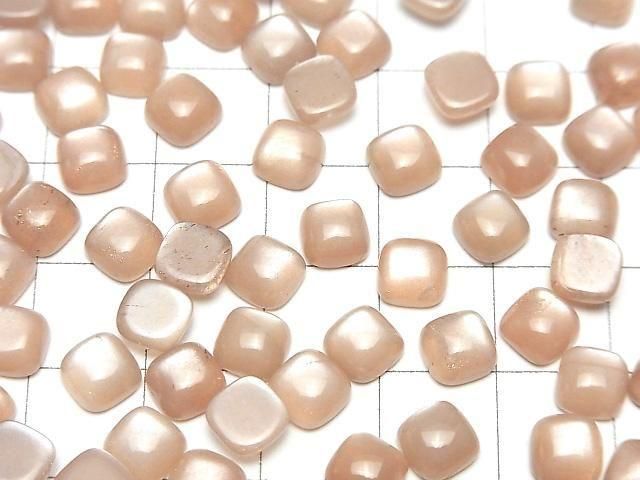 Pfirsich-Moonstone AAA- Quadratischer Cabochon 6x6mm 5 Stück