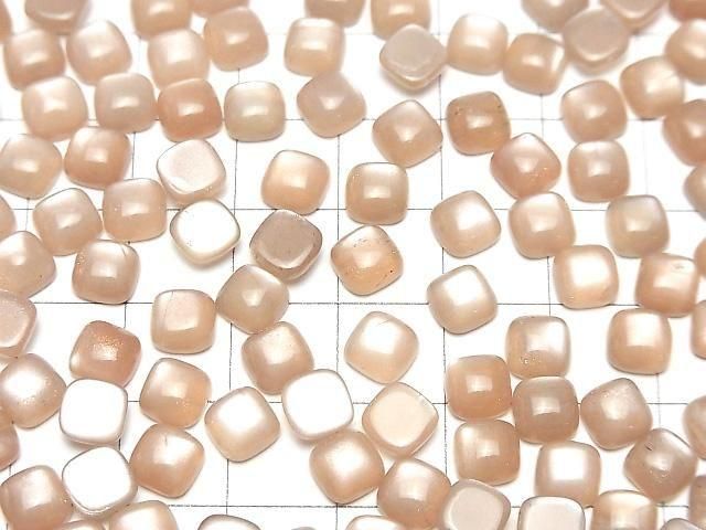 Pfirsich-Moonstone AAA- Quadratischer Cabochon 6x6mm 5 Stück
