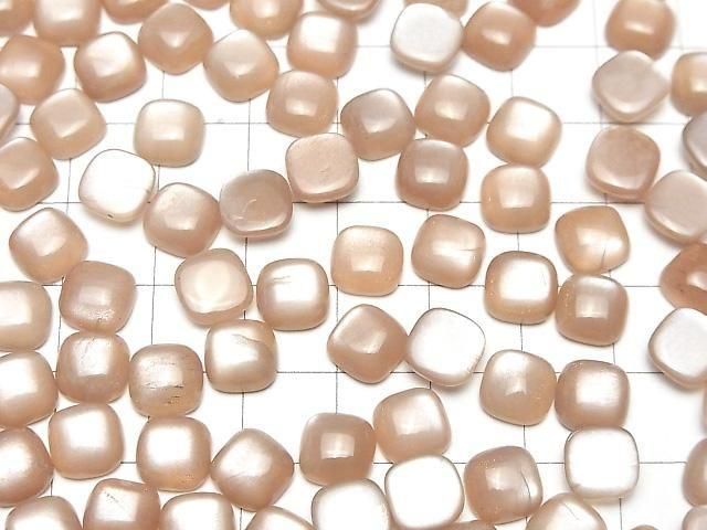 Pfirsich-Mondstein AAA- quadratischer Cabochon 8x8mm 5 Stück